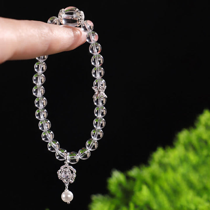 Buddha Stones Bracciale con perla di quarzo trasparente naturale - image 2