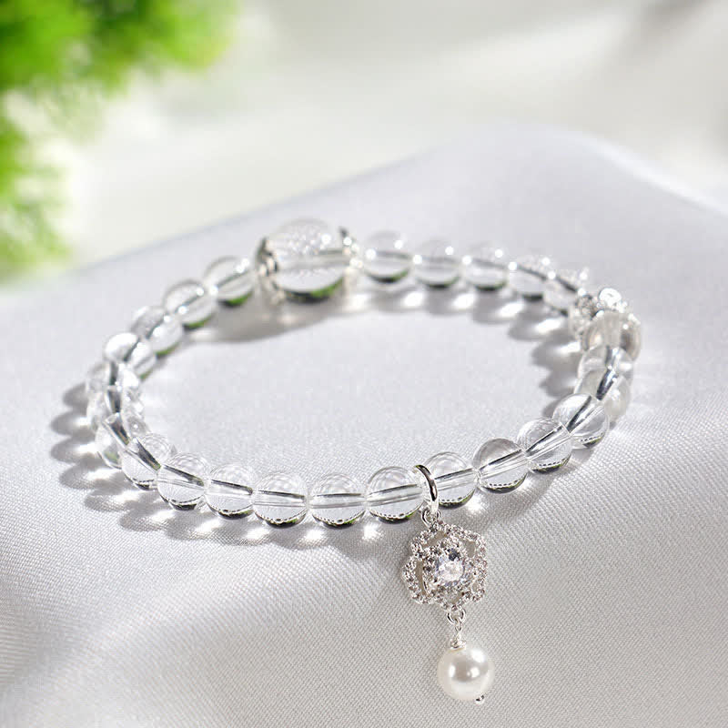 Buddha Stones Bracciale con perla di quarzo trasparente naturale - image 3