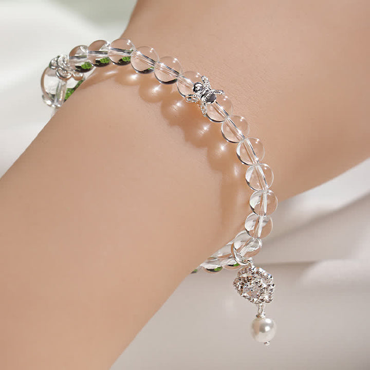 Buddha Stones Bracciale con perla di quarzo trasparente naturale - image 4