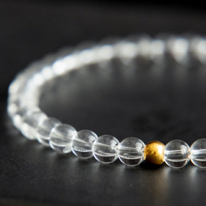 Buddha Stones Bracciale da meditazione in quarzo trasparente naturale da 4 mm - image 10