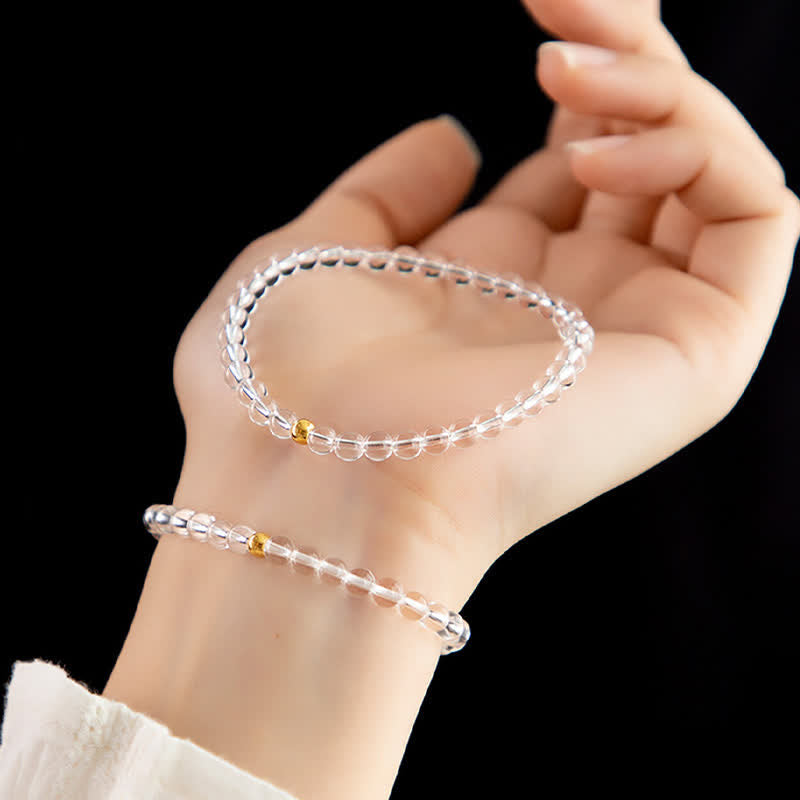 Buddha Stones Bracciale da meditazione in quarzo trasparente naturale da 4 mm - image 8