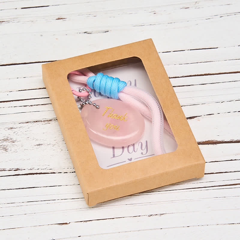 Buddha Stones Portachiavi con ciondolo decorativo in quarzo rosa naturale, ideale per la guarigione. Regalo di ringraziamento - image 4