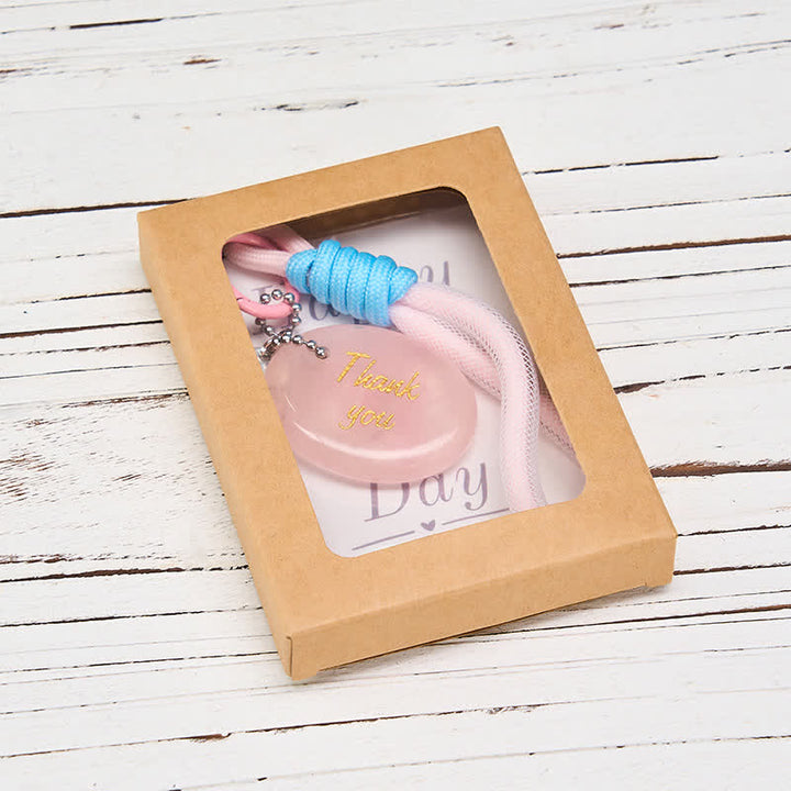 Buddha Stones Portachiavi con ciondolo decorativo in quarzo rosa naturale, ideale per la guarigione. Regalo di ringraziamento - image 4