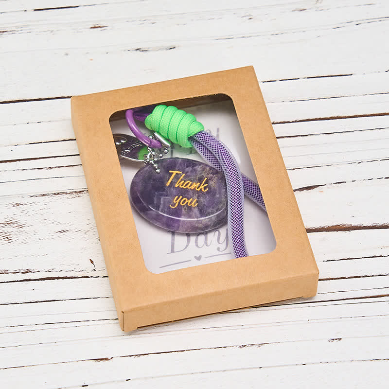 Buddha Stones Regalo di ringraziamento: portachiavi con ametista naturale, decorazione positiva da appendere. - image 4