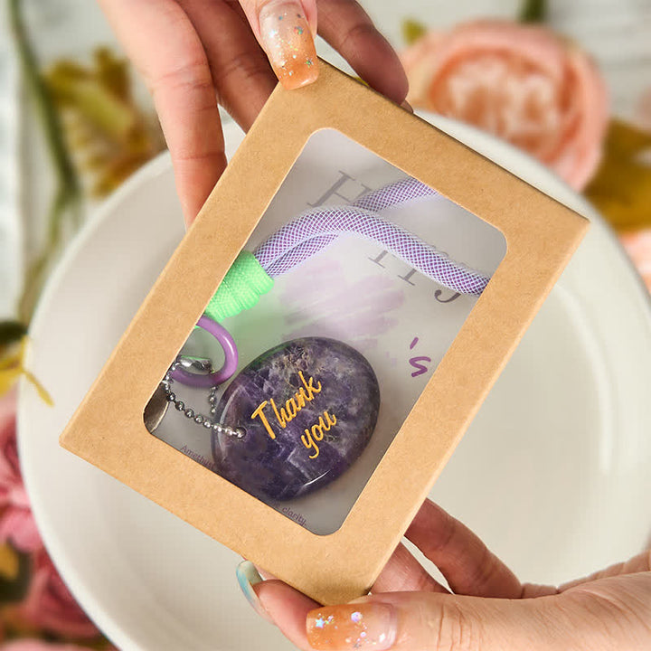 Buddha Stones Regalo di ringraziamento: portachiavi con ametista naturale, decorazione positiva da appendere. - image 3