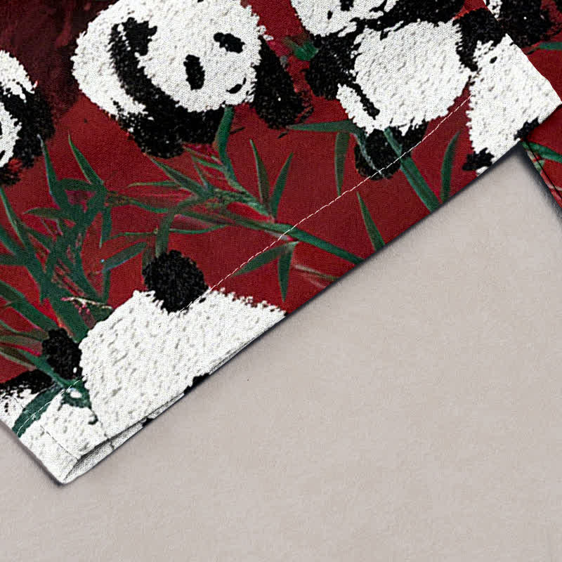 Buddha Stones Pantaloni da donna in cotone con stampa panda e bambù, vita elasticizzata e tasche. - image 4
