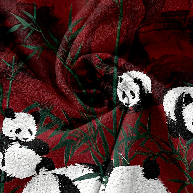 Buddha Stones Pantaloni da donna in cotone con stampa panda e bambù, vita elasticizzata e tasche. - image 5