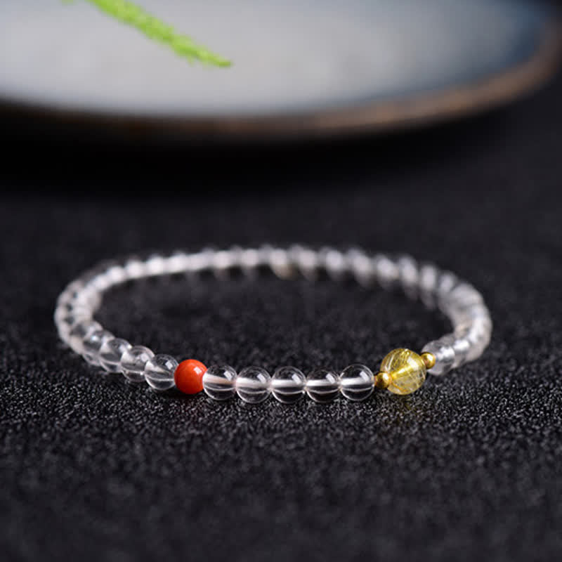 Buddha Stones Bracciale in quarzo trasparente naturale - Quarzo trasparente (Circonferenza del polso: 14–15 cm) - image 0