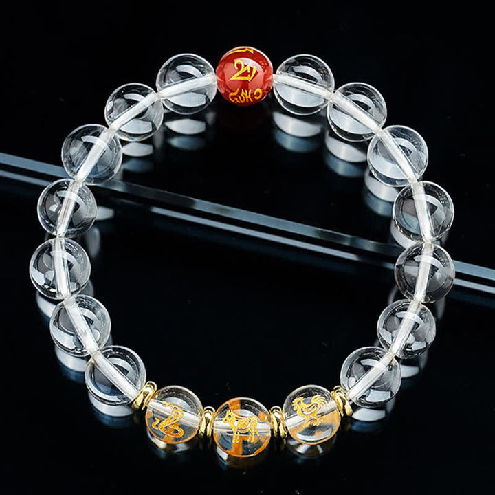 Buddha Stones Braccialetto curativo con quarzo trasparente e segni zodiacali cinesi. - image 17