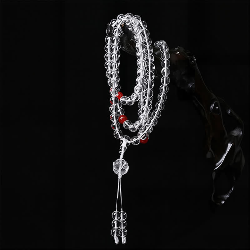 Buddha Stones Mala dell'Illuminazione Liuli Lotus con 108 perle rotonde - image 3