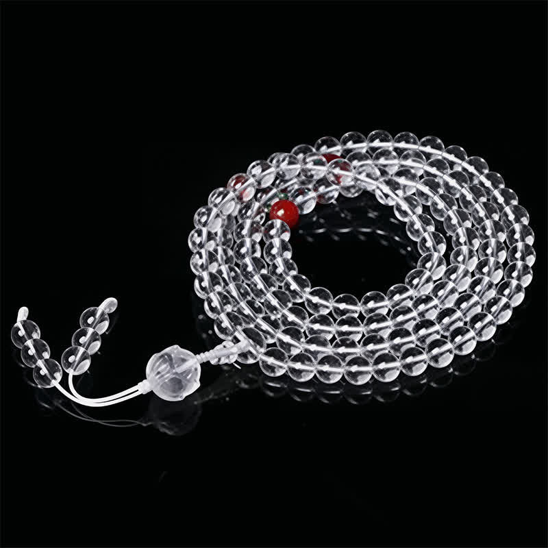 Buddha Stones Mala dell'Illuminazione Liuli Lotus con 108 perle rotonde - image 2