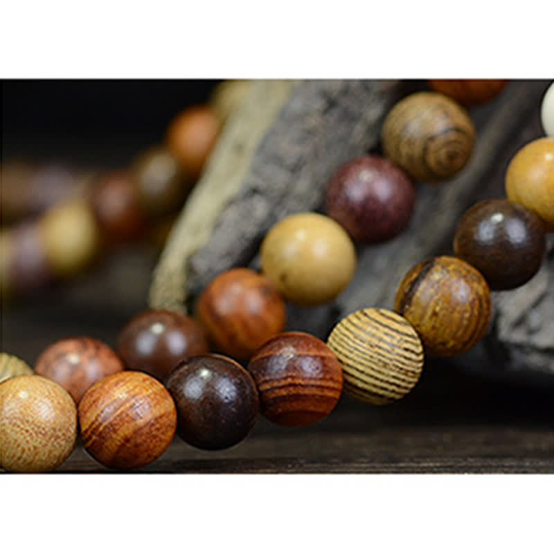 Buddha Stones Mala a energia calmante in legno naturale multicolore con 108 perle. - image 9
