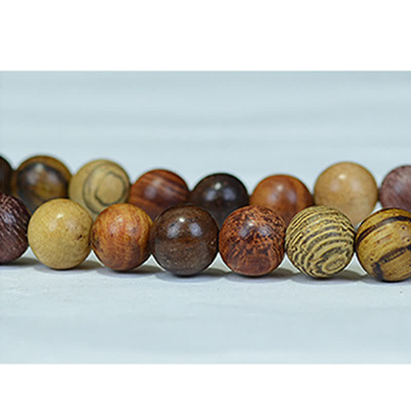 Buddha Stones Mala a energia calmante in legno naturale multicolore con 108 perle. - image 8