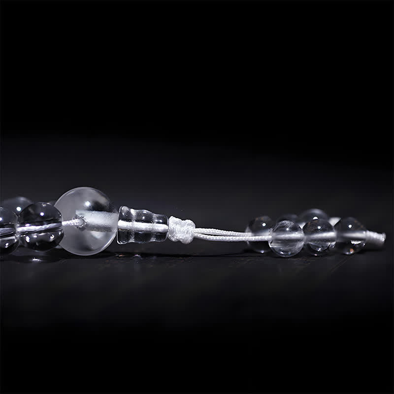 Buddha Stones Mala di protezione con 108 perle di quarzo trasparente - image 11