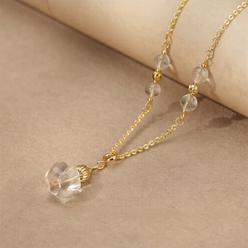 Buddha Stones Collana terapeutica con moneta di rame e quarzo trasparente naturale - Quarzo trasparente rotondo - image 3