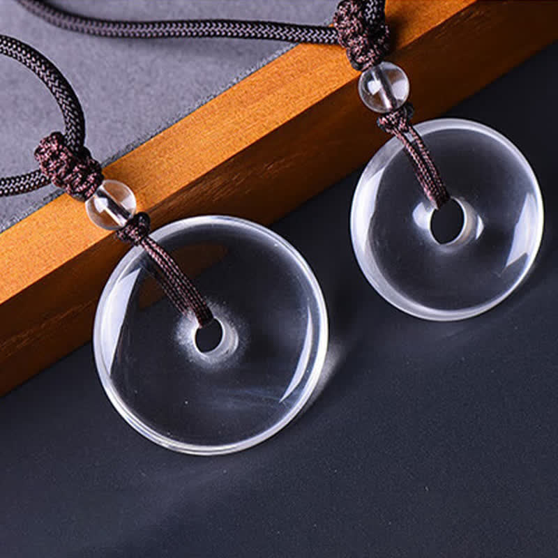 Buddha Stones Collana protettiva con fibbia Peace in quarzo trasparente naturale e cordino di protezione - image 12