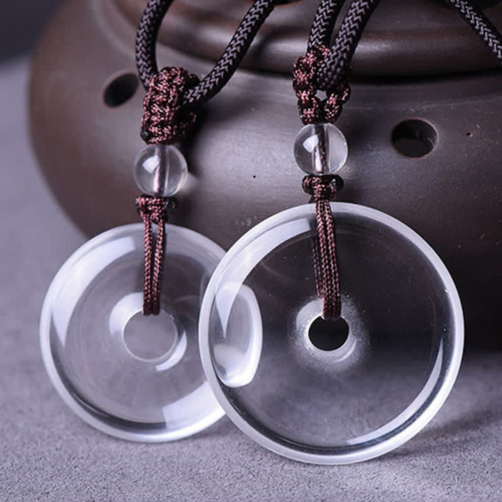 Buddha Stones Collana protettiva con fibbia Peace in quarzo trasparente naturale e cordino di protezione - image 11
