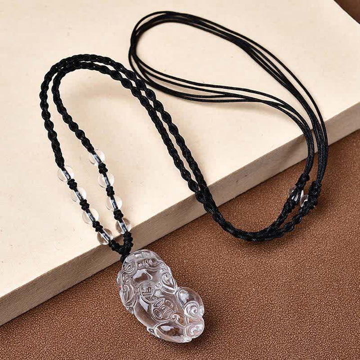 Buddha Stones Collana a corda con perline di quarzo Pixiu trasparente naturale - Un Pixiu rivolto a destra - Quarzo trasparente (33*18,8*11 mm) - image 0