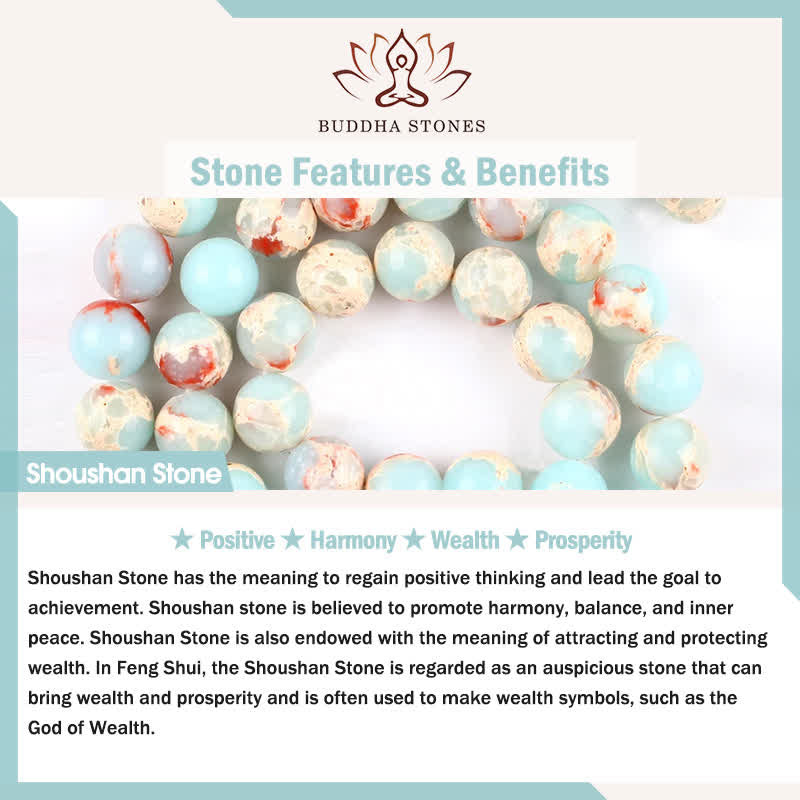 Buddha Stones Bracciale rinforzato con perle naturali a forma di barilotto in diaspro blu maculato e avventurina verde. - image 4