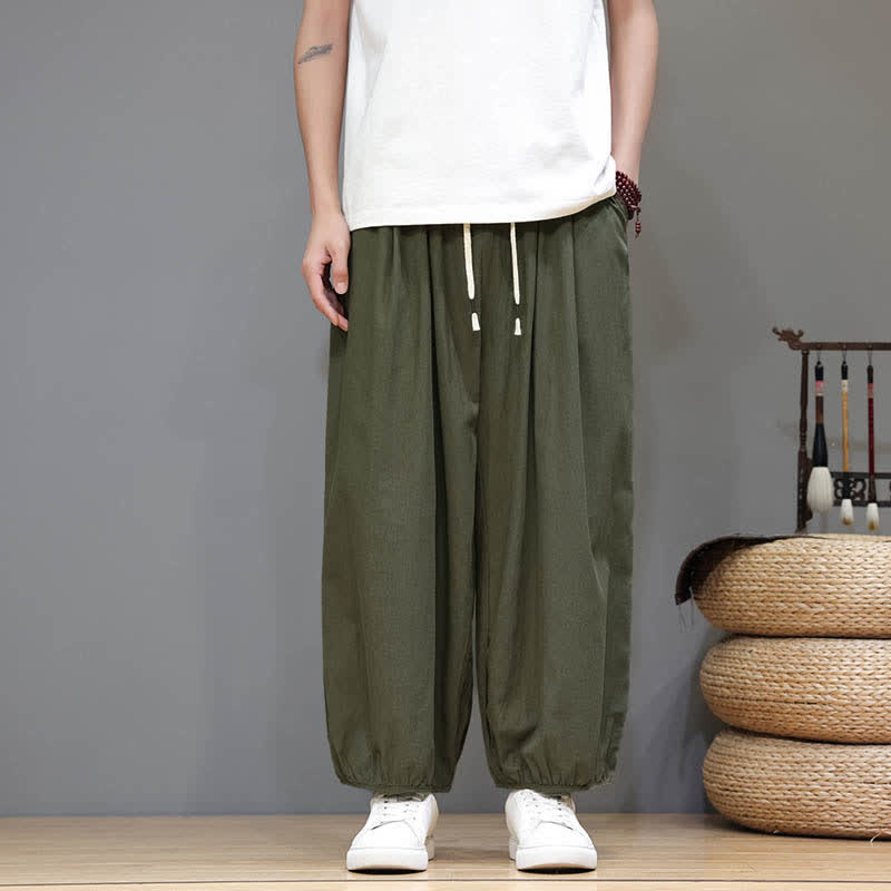 Buddha Stones Pantaloni harem da uomo corti con elastico in vita e tasche, stile Summer Zen. - image 12