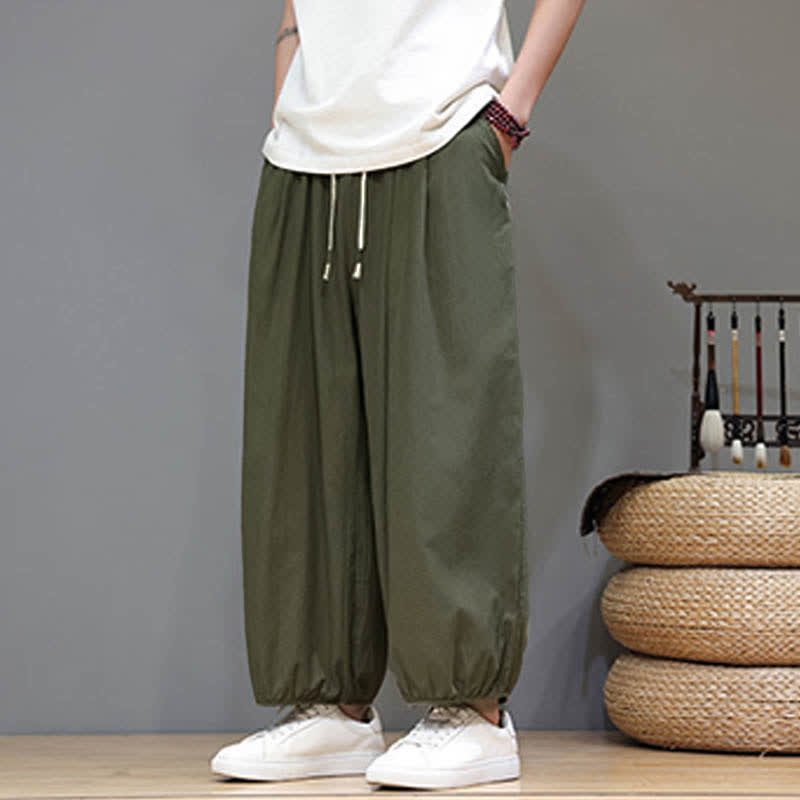 Buddha Stones Pantaloni harem da uomo corti con elastico in vita e tasche, stile Summer Zen. - image 16