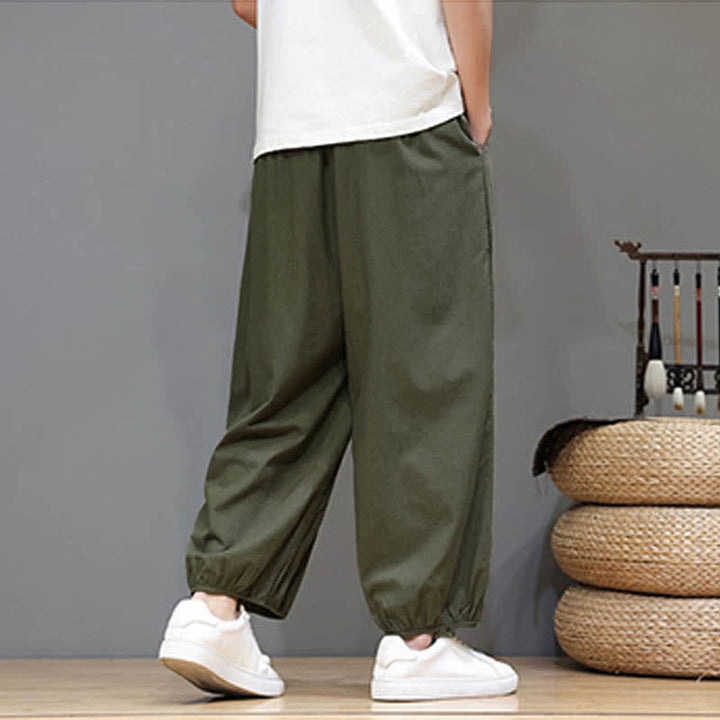 Buddha Stones Pantaloni harem da uomo corti con elastico in vita e tasche, stile Summer Zen. - image 10
