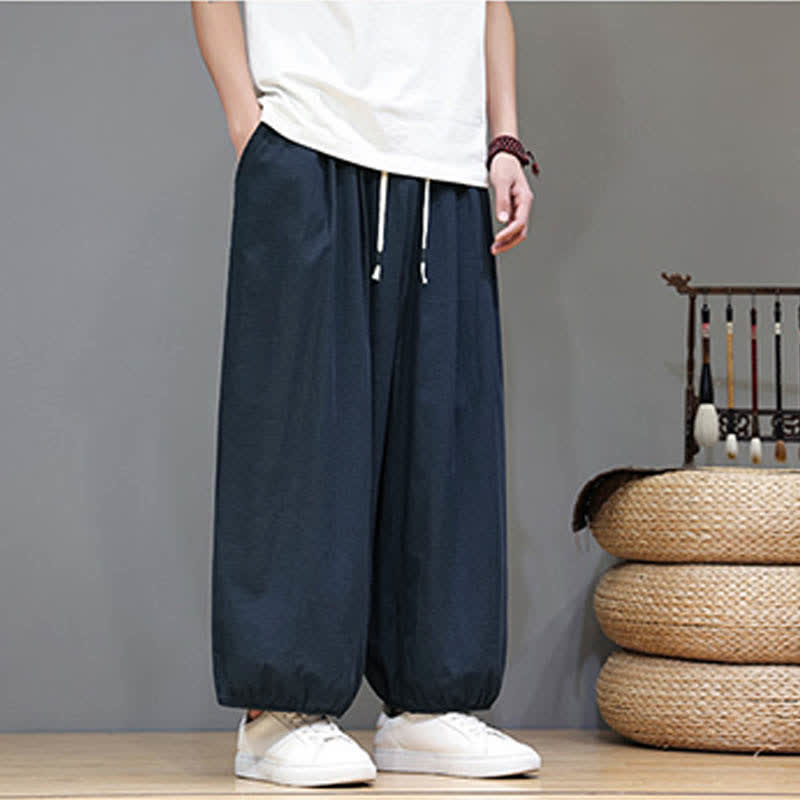 Buddha Stones Pantaloni harem da uomo corti con elastico in vita e tasche, stile Summer Zen. - image 7