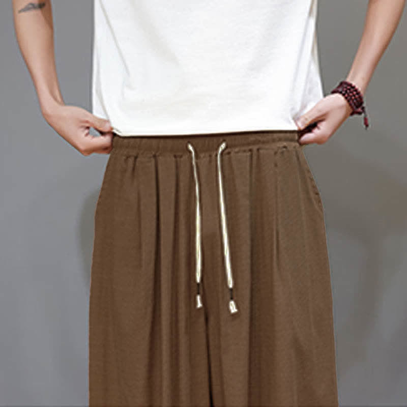Buddha Stones Pantaloni harem da uomo corti con elastico in vita e tasche, stile Summer Zen. - image 23