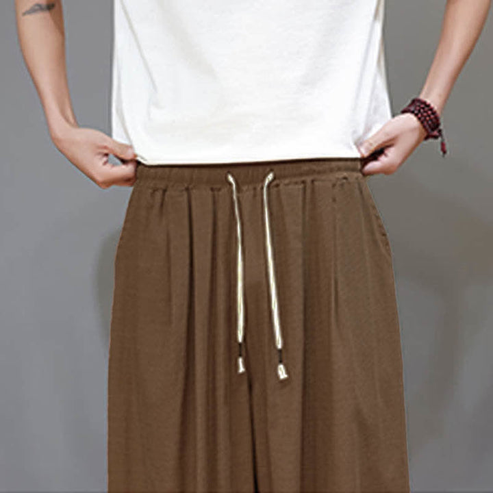 Buddha Stones Pantaloni harem da uomo corti con elastico in vita e tasche, stile Summer Zen. - image 23