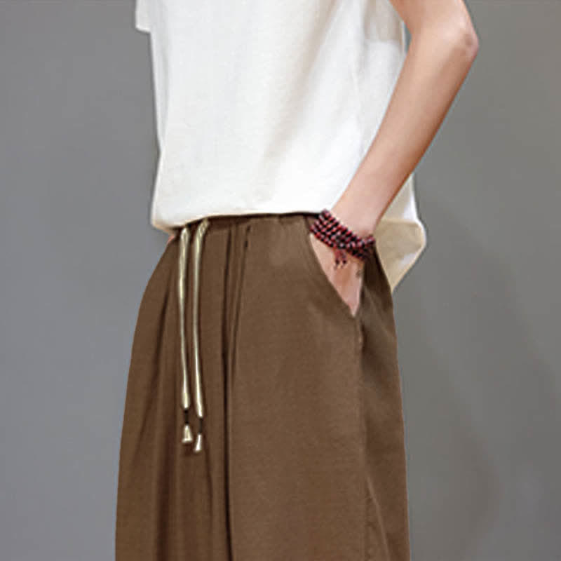 Buddha Stones Pantaloni harem da uomo corti con elastico in vita e tasche, stile Summer Zen. - image 19