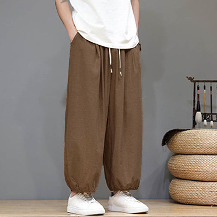 Buddha Stones Pantaloni harem da uomo corti con elastico in vita e tasche, stile Summer Zen. - image 25