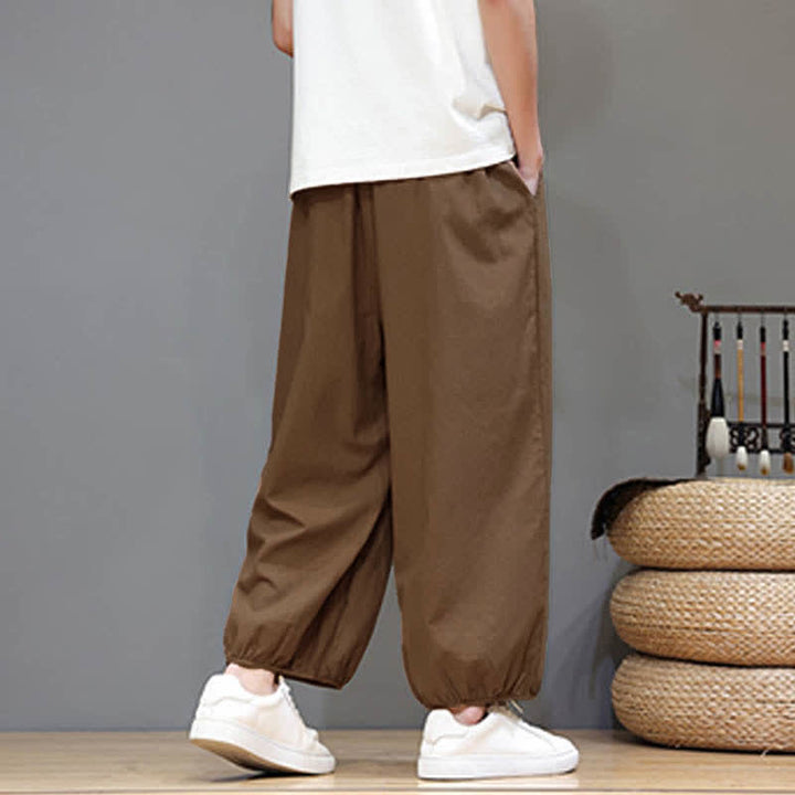 Buddha Stones Pantaloni harem da uomo corti con elastico in vita e tasche, stile Summer Zen. - image 22