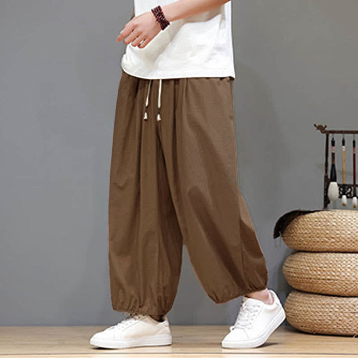 Buddha Stones Pantaloni harem da uomo corti con elastico in vita e tasche, stile Summer Zen. - Marrone sella - US/UK/AU46, EU56 (5XL) - image 17