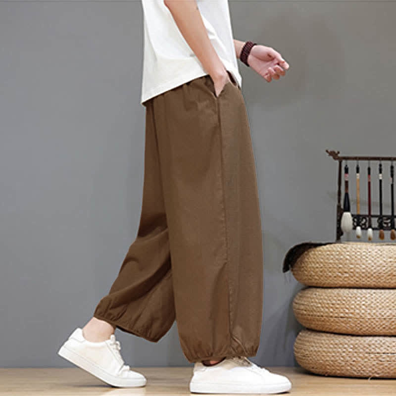 Buddha Stones Pantaloni harem da uomo corti con elastico in vita e tasche, stile Summer Zen. - image 26