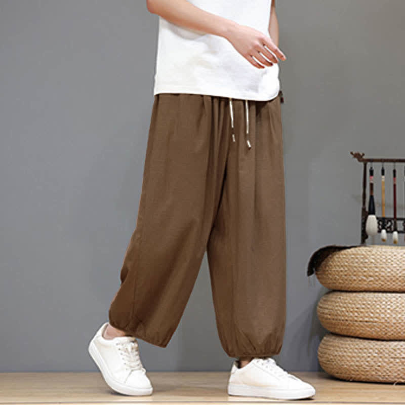 Buddha Stones Pantaloni harem da uomo corti con elastico in vita e tasche, stile Summer Zen. - image 24