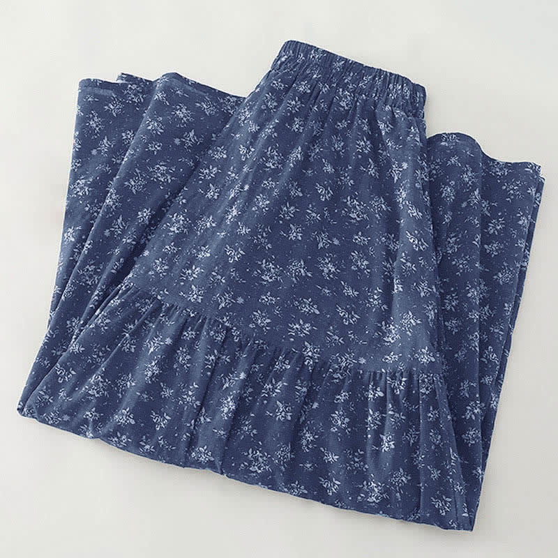 Buddha Stones Gonna da donna con elastico in vita e orlo a balze, fantasia floreale. - image 1