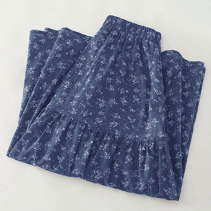 Buddha Stones Gonna da donna con elastico in vita e orlo a balze, fantasia floreale. - image 1