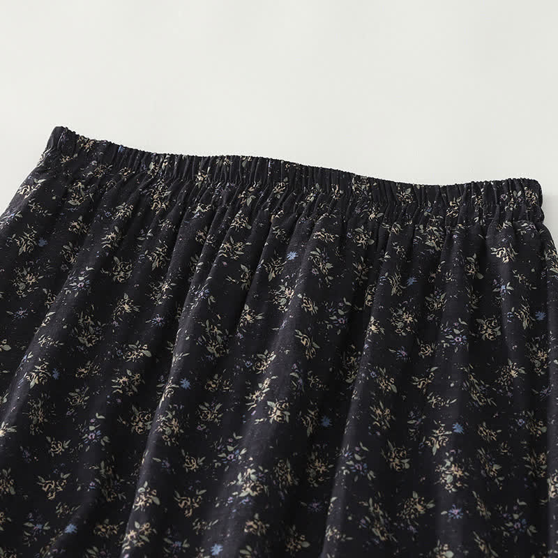 Buddha Stones Gonna da donna con elastico in vita e orlo a balze, fantasia floreale. - image 5