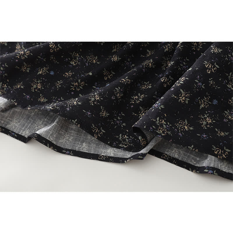 Buddha Stones Gonna da donna con elastico in vita e orlo a balze, fantasia floreale. - image 7