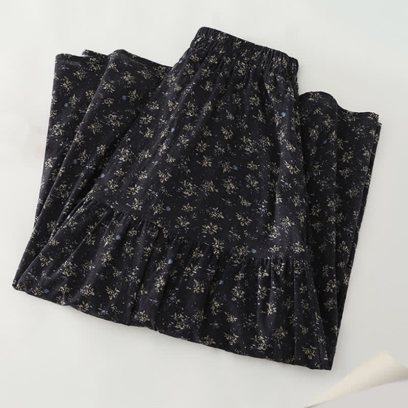 Buddha Stones Gonna da donna con elastico in vita e orlo a balze, fantasia floreale. - image 4