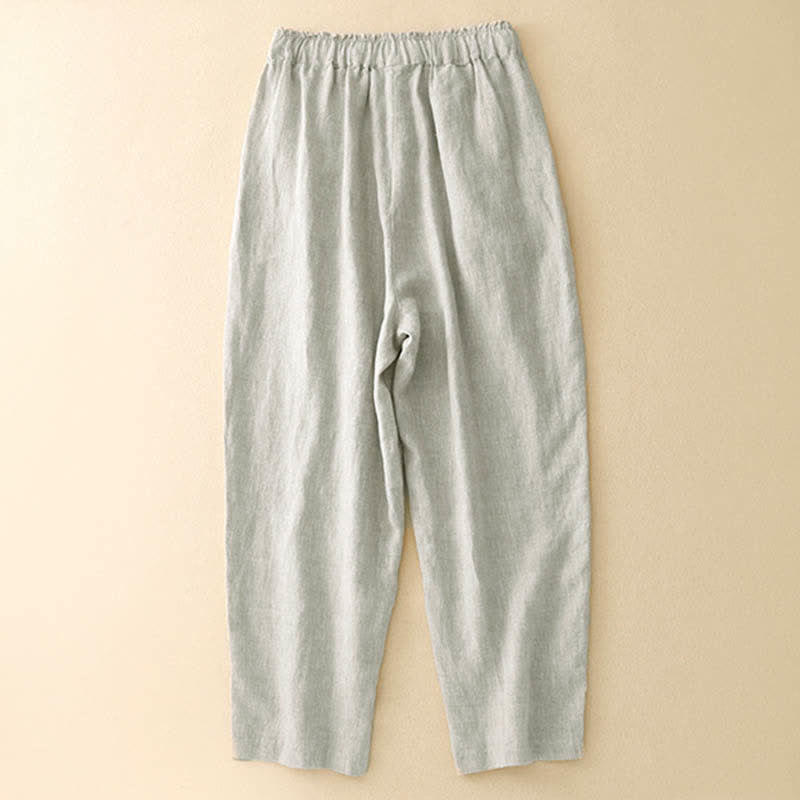 Buddha Stones Pantaloni estivi da donna in lino, affusolati e con tasche - image 9