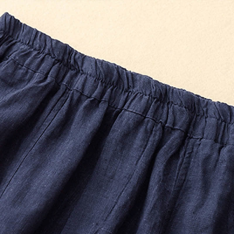 Buddha Stones Pantaloni estivi da donna in lino, affusolati e con tasche - image 17