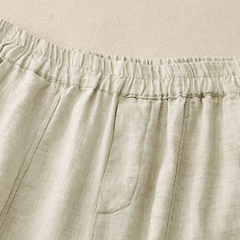 Buddha Stones Pantaloni estivi da donna in lino, affusolati e con tasche - image 12