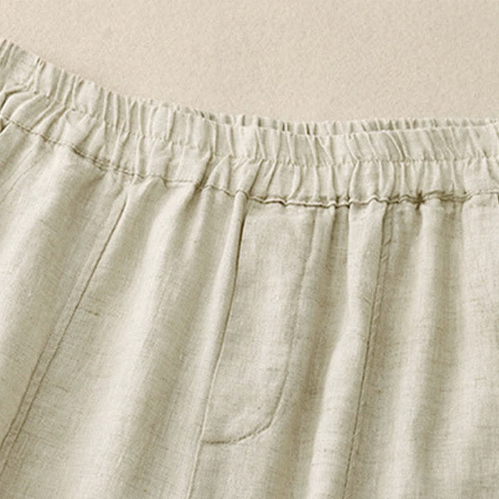 Buddha Stones Pantaloni estivi da donna in lino, affusolati e con tasche - image 12