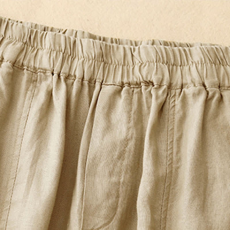 Buddha Stones Pantaloni estivi da donna in lino, affusolati e con tasche - image 6