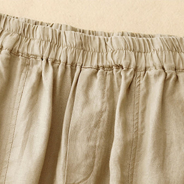Buddha Stones Pantaloni estivi da donna in lino, affusolati e con tasche - image 6