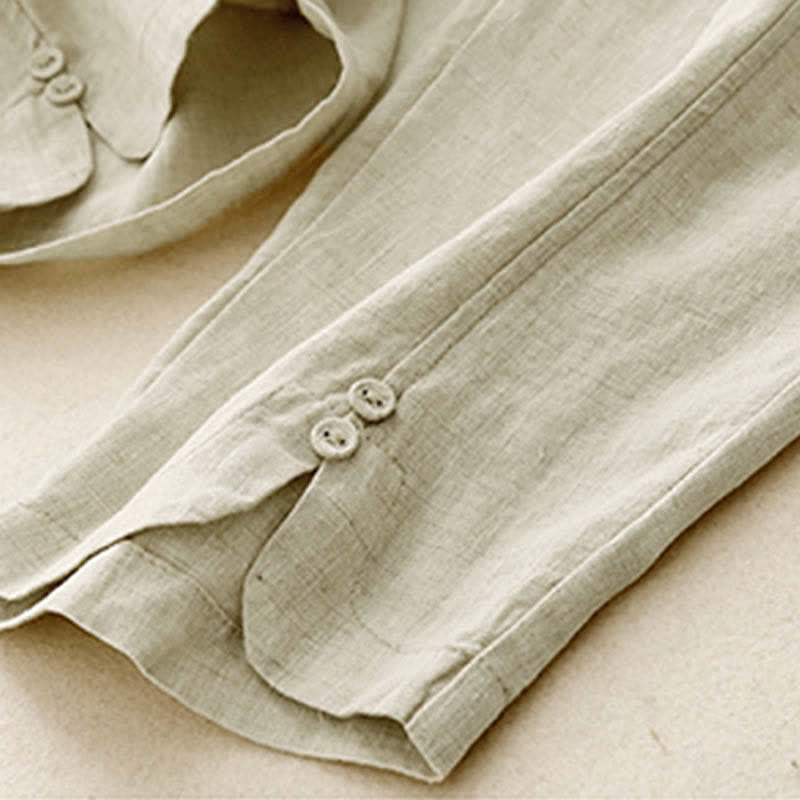 Buddha Stones Pantaloni estivi da donna in lino, affusolati e con tasche - image 11