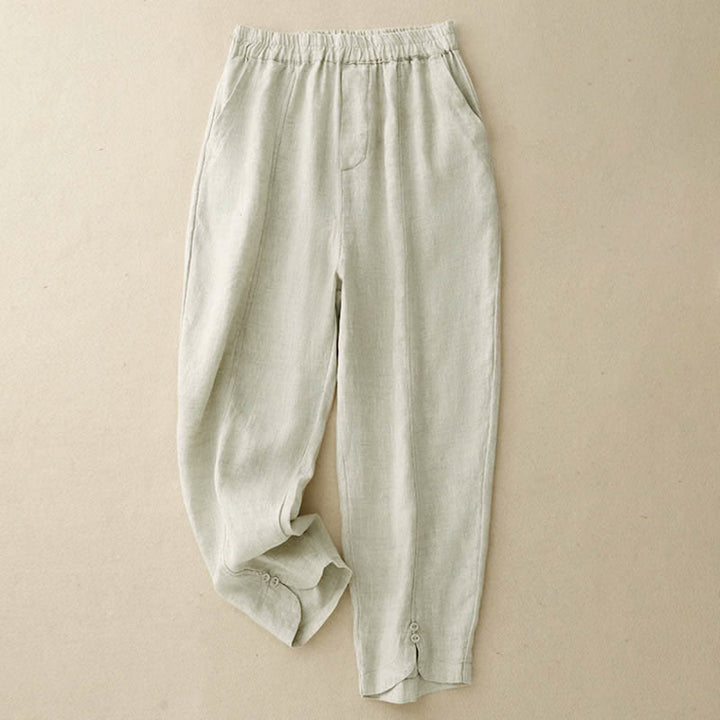 Buddha Stones Pantaloni estivi da donna in lino, affusolati e con tasche - Beige - US8-10, UK/AU12-14, EU40-42 (2XL) - image 8