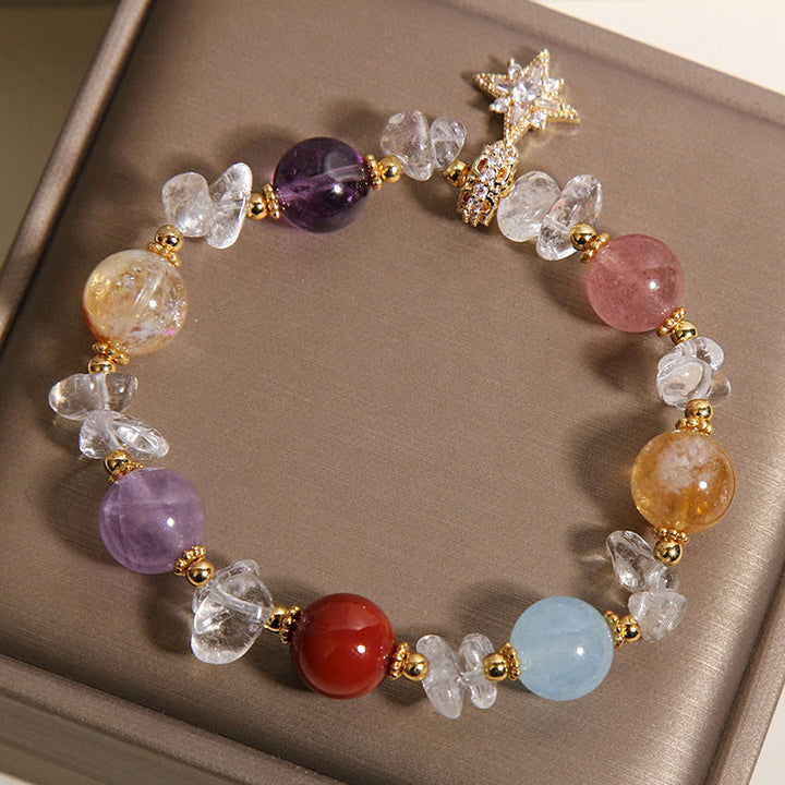 Buddha Stones Bracciale con ciondolo esagramma in quarzo trasparente e zirconi, naturale e di vario tipo, ideale per la guarigione. - image 2