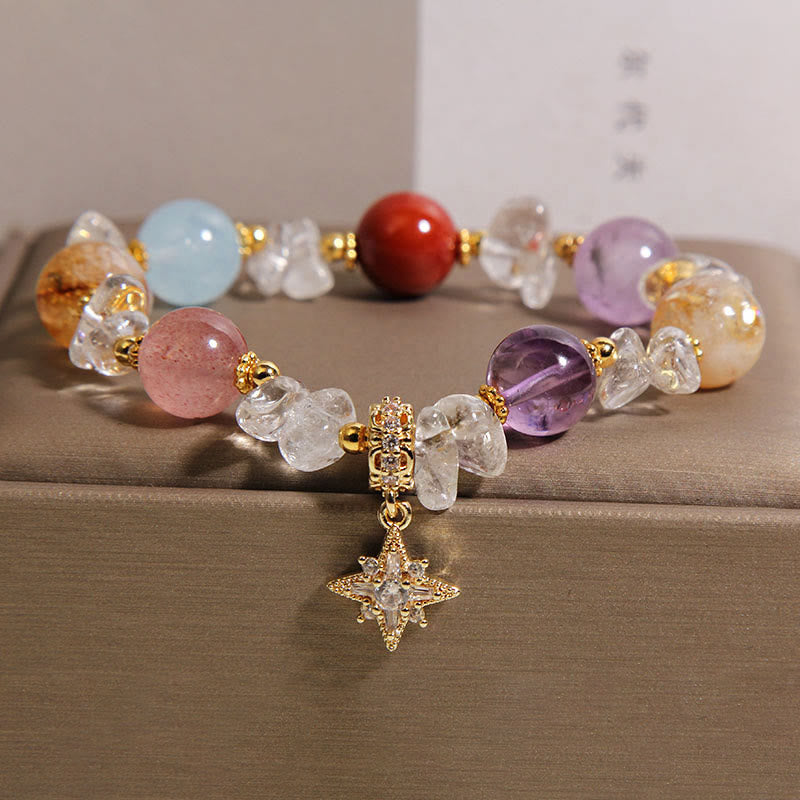 Buddha Stones Bracciale con ciondolo esagramma in quarzo trasparente e zirconi, naturale e di vario tipo, ideale per la guarigione. - image 4
